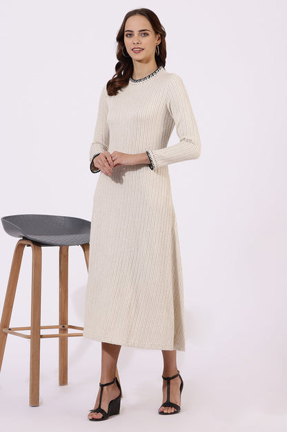 W for Woman White Yarn Dyed Rayon Flarred Dresses