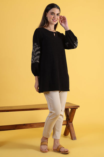 W for Woman Black Solid Straight Tunic