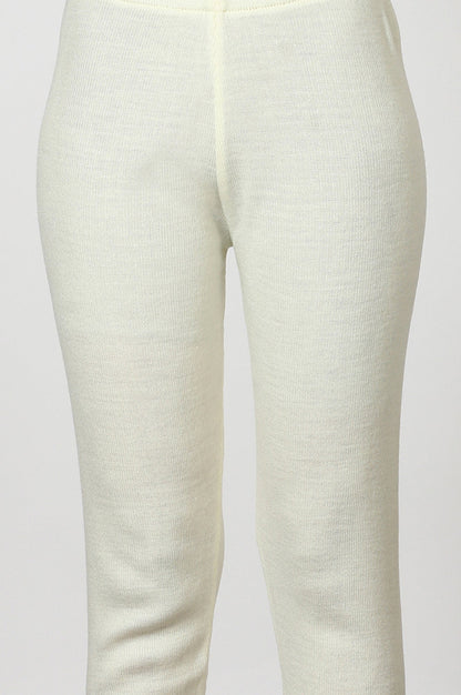 W for Woman White Solid Acrylic Straight Legging
