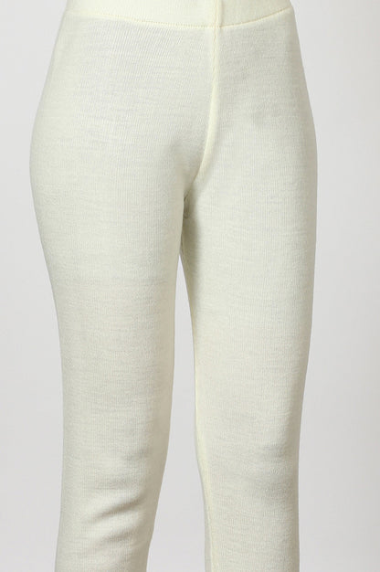 W for Woman White Solid Acrylic Straight Legging