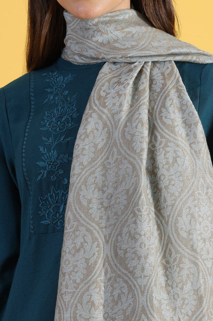 W for Woman Blue Yarn Dyed Acrylic Shawls & Stole