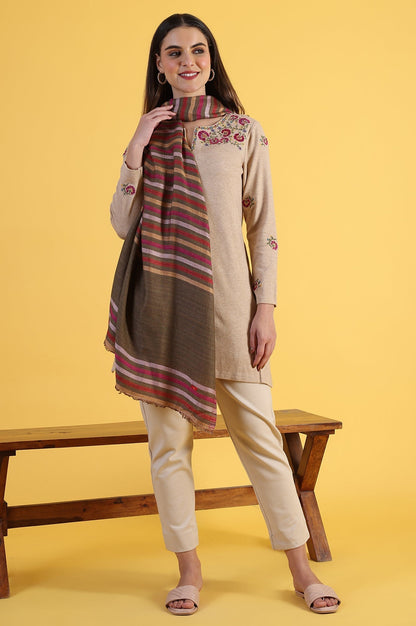 W for Woman Multicolour Yarn Dyed Acrylic Shawls & Stole