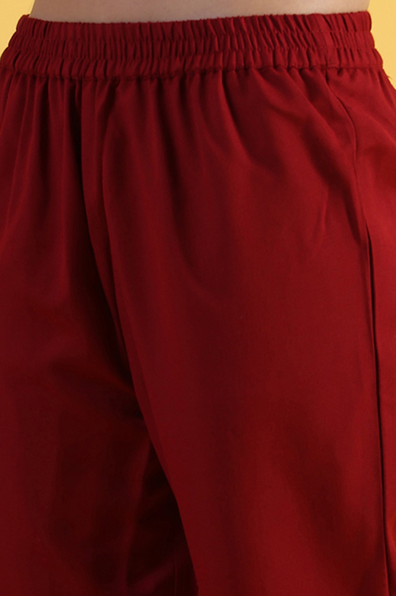 W for Woman Red Yarn Dyed Sequins A-Line Kurta & Straight pant with Dupatta Set