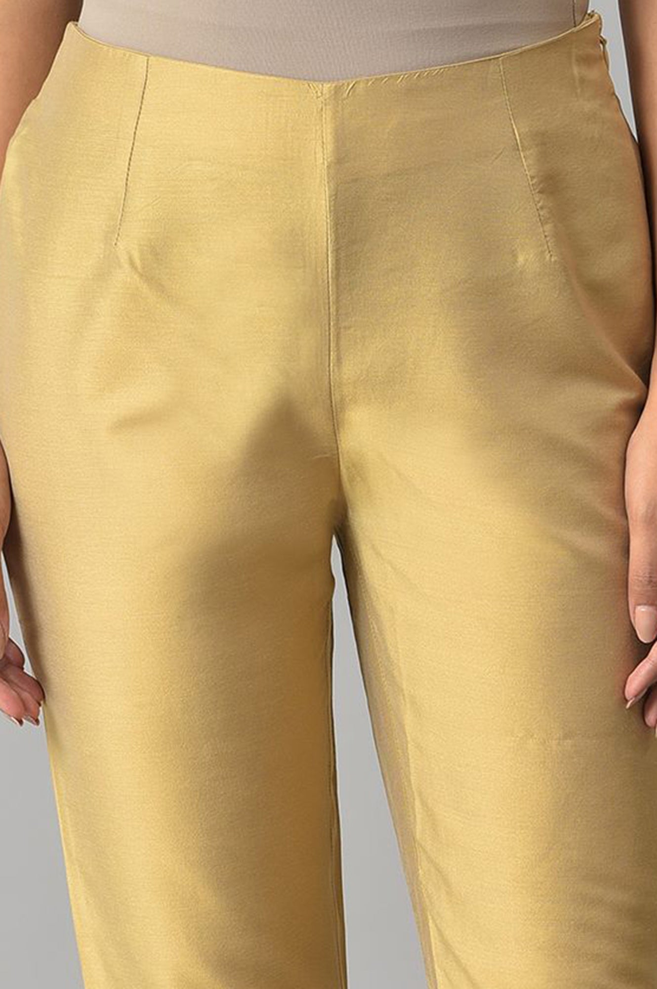 W for Woman Embroidered Golden And White Slim Pants Combo