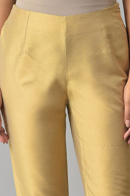 W for Woman Embroidered Golden And White Slim Pants Combo