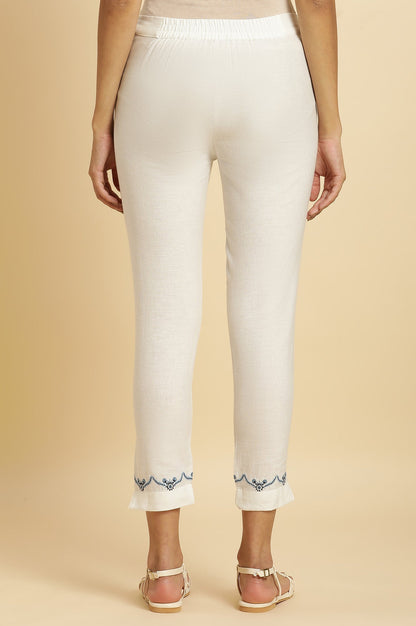 W for Woman Embroidered Golden And White Slim Pants Combo