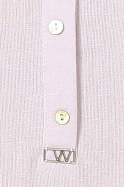 W for Woman Lilac Mandarin Collar Cotton Blend Straight Kurta With W Branding