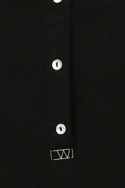 W for Woman Black Mandarin Collar Cotton Blend Straight Kurta