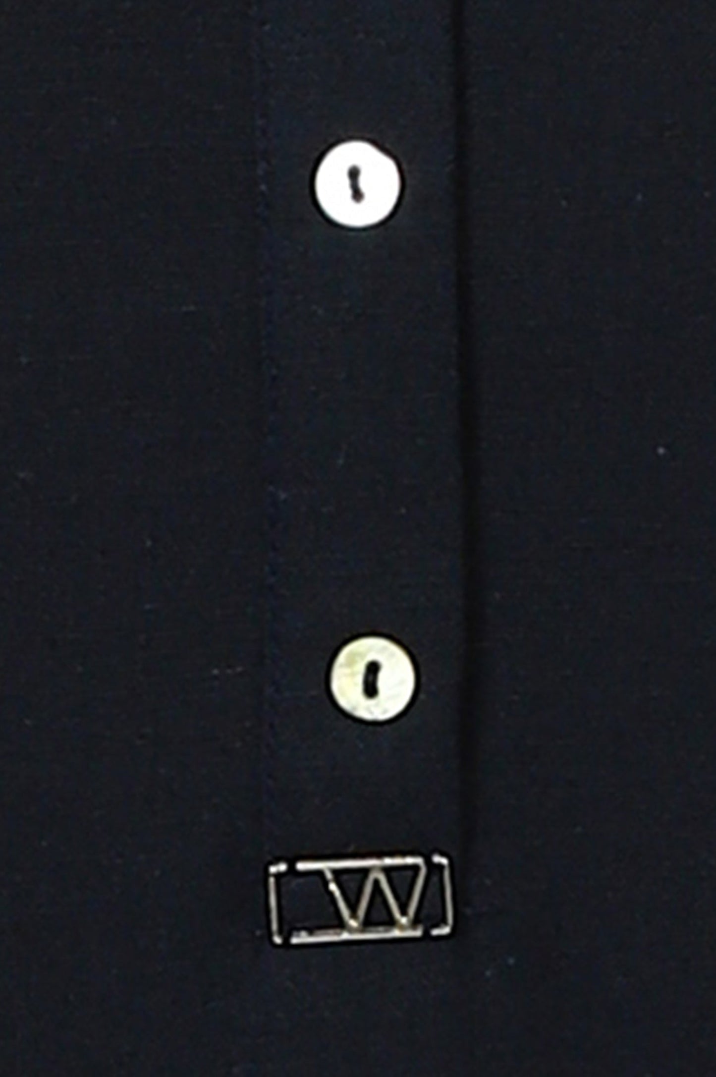W for Woman Navy Blue Mandarin Collar Cotton Blend Straight Kurta With W Branding