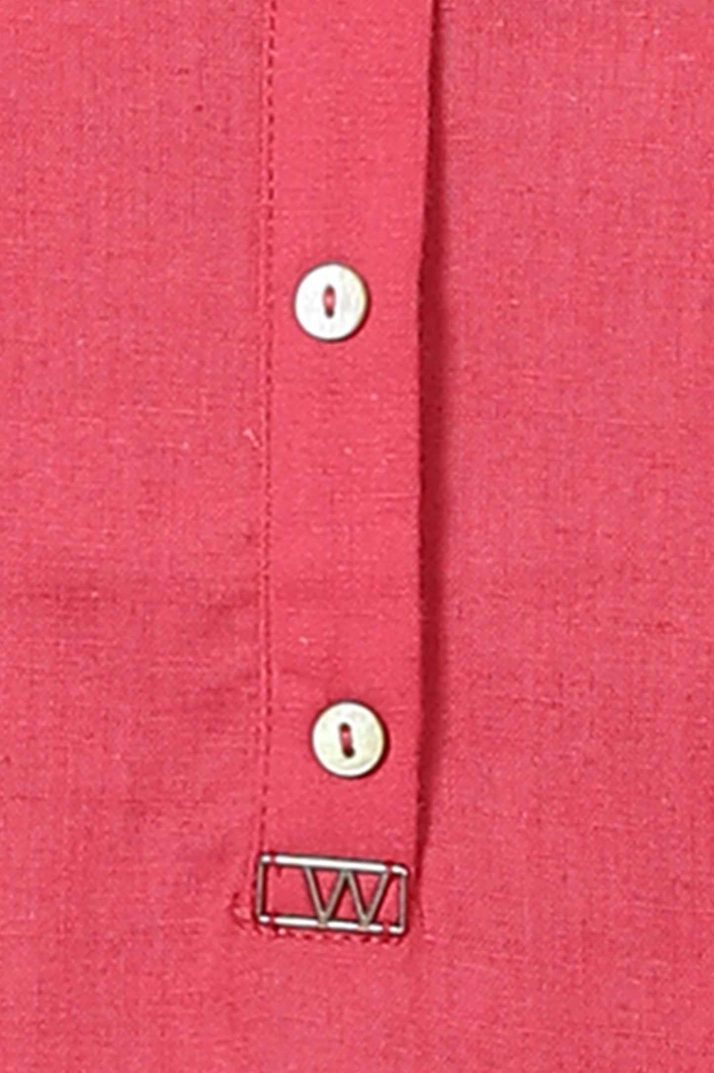 W for Woman Pink Mandarin Collar Cotton Blend Straight Kurta With W Branding