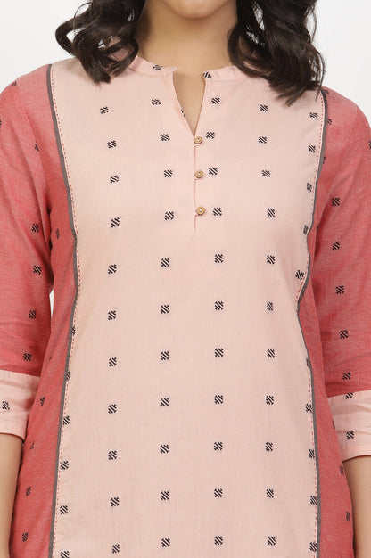 W for Woman Light Red Straight Kurta And Pants Set