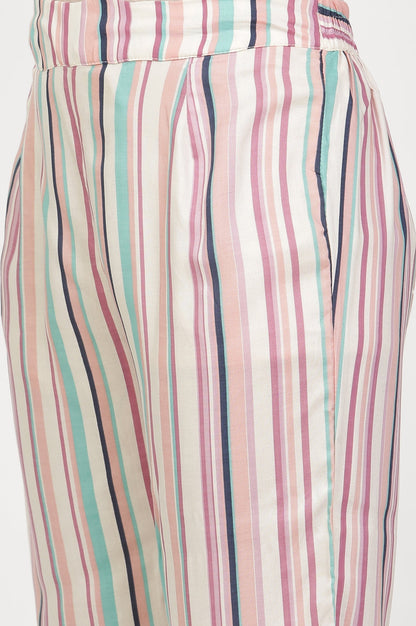 W for Woman Peach Multi-Coloured Kurta And Parallel Pants Set