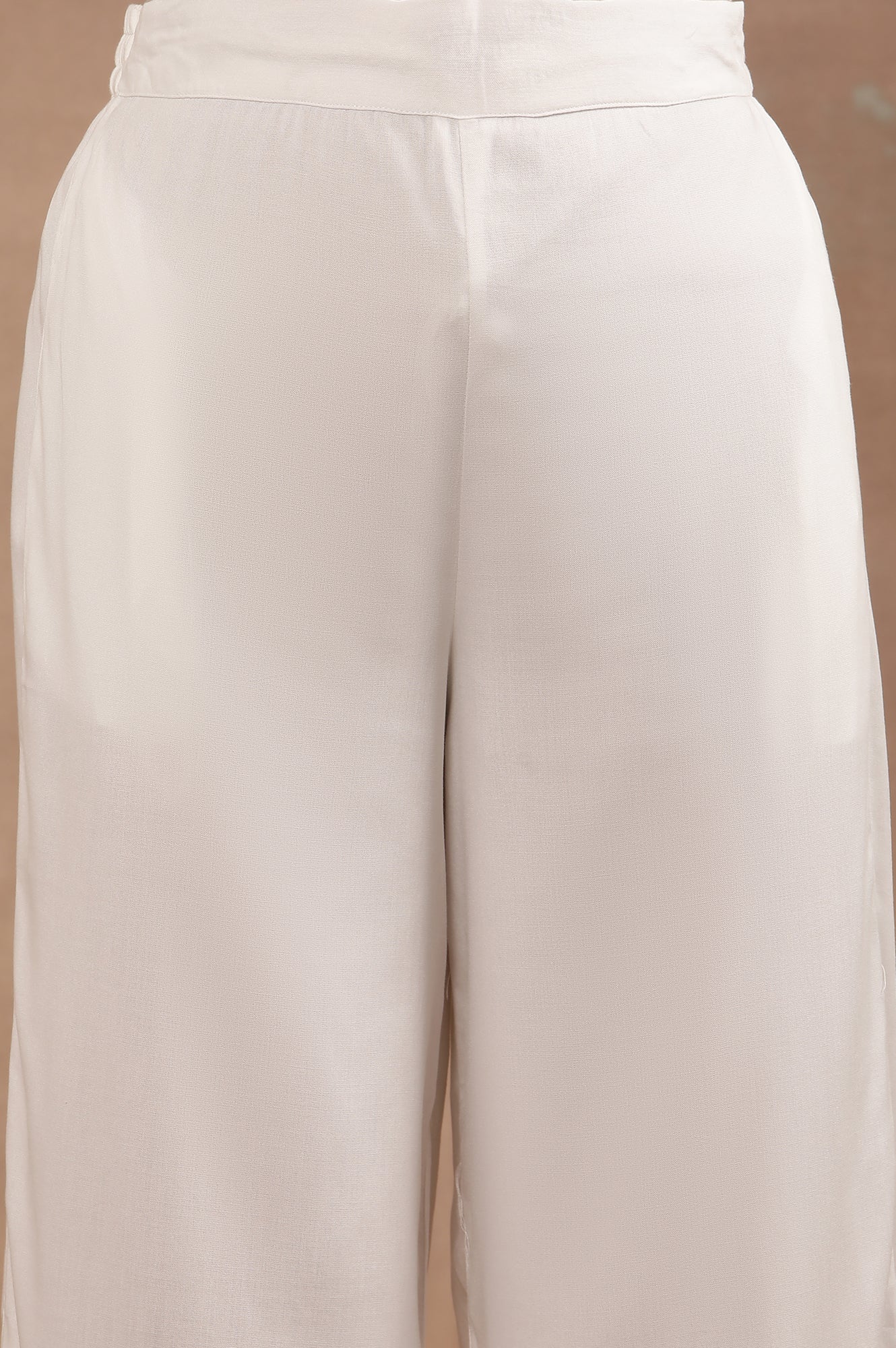 W for Woman White Floral Printed Pure Cotton Top And Parallel Pants Set