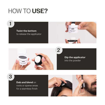Bare Anatomy Cover-Up Hair Powder 100% Instant Grey Coverage Seamless Natural Finish - Black