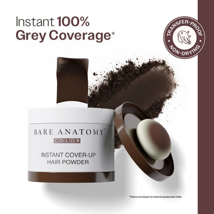 Bare Anatomy Cover-Up Hair Powder 100% Instant Grey Coverage Seamless Natural Finish - Brown