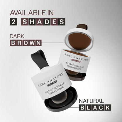 Bare Anatomy Cover-Up Hair Powder 100% Instant Grey Coverage Seamless Natural Finish - Brown