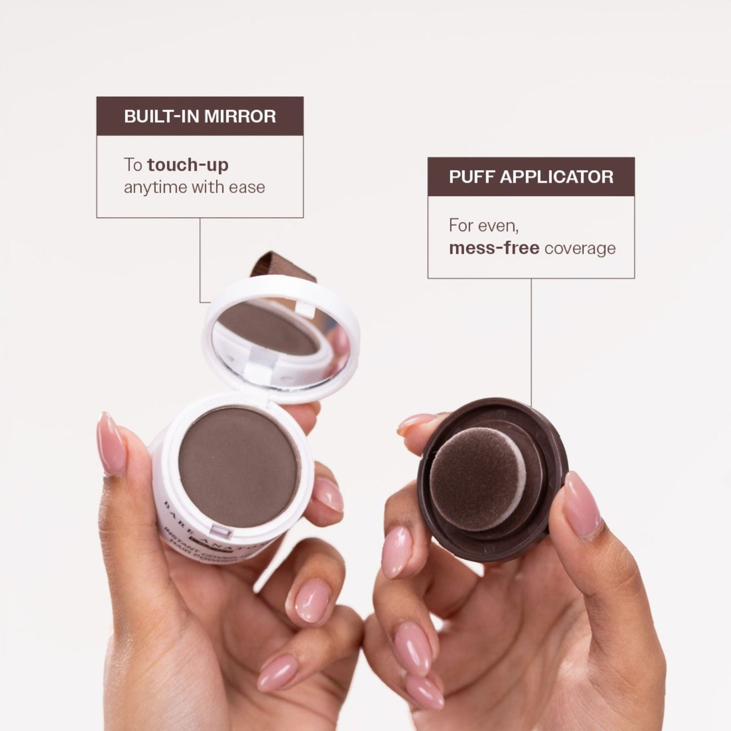 Bare Anatomy Cover-Up Hair Powder 100% Instant Grey Coverage Seamless Natural Finish - Brown