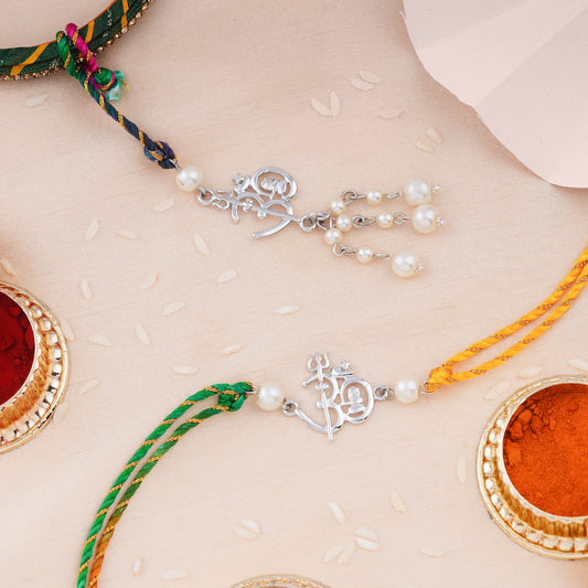 Rhodium Shivay Om Bhaiya Bhabhi Rakhi Set
