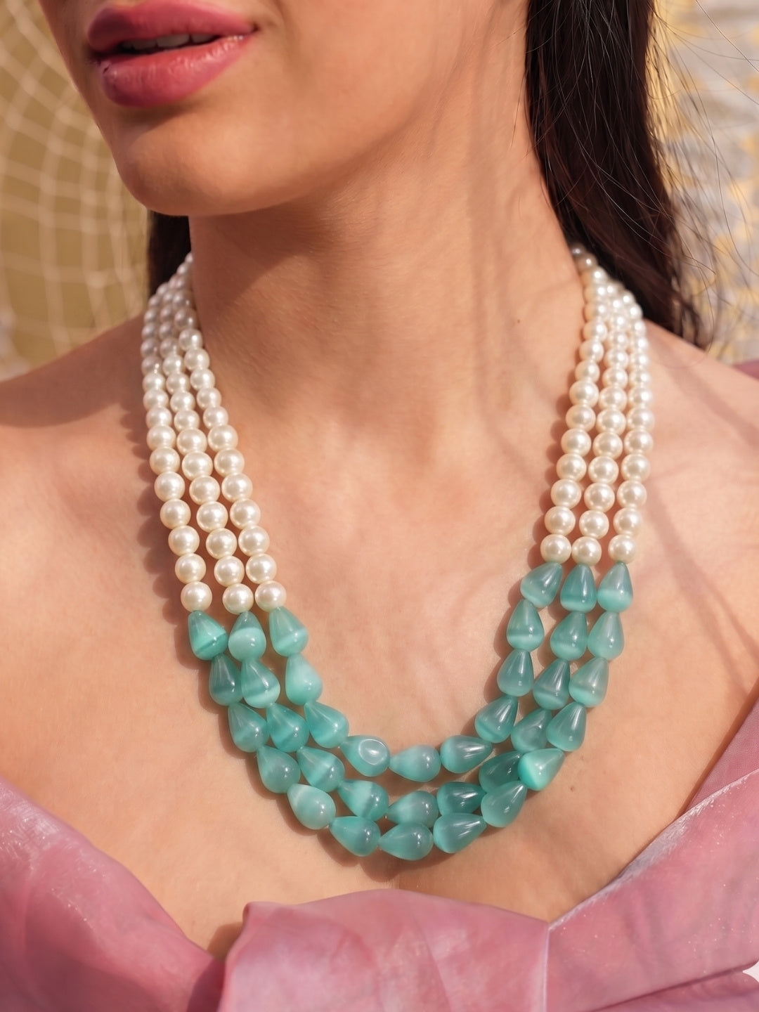 Sky Whisper Quartz Pearl Necklace