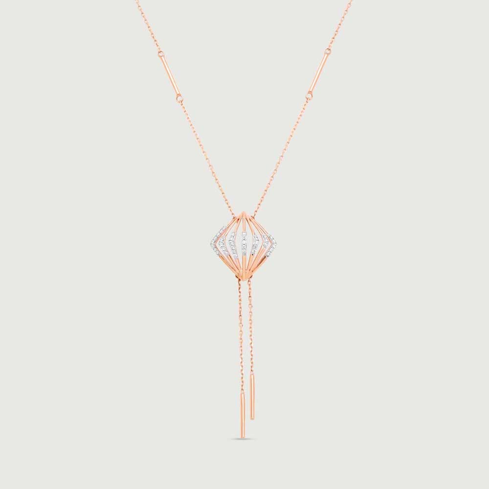 Sassy Flutter Diamond Necklace in 14K Rose Gold, 0.155 ct