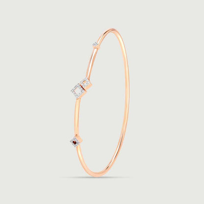 Edgy Glimmer Diamond Bangle in 14K Rose Gold, 0.13 ct