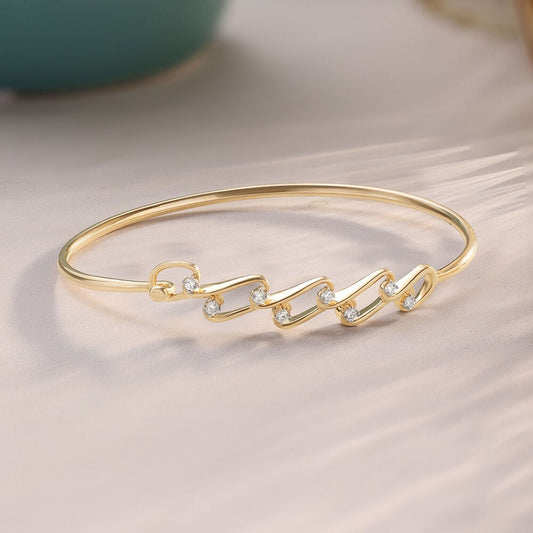 Chic Drip Diamond Bangle in 14K Yellow Gold, 0.222 ct
