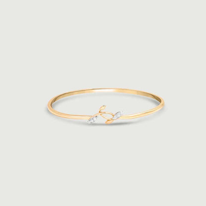 Dreamy Sprout Diamond Bangle in 14K Yellow Gold, 0.118 ct