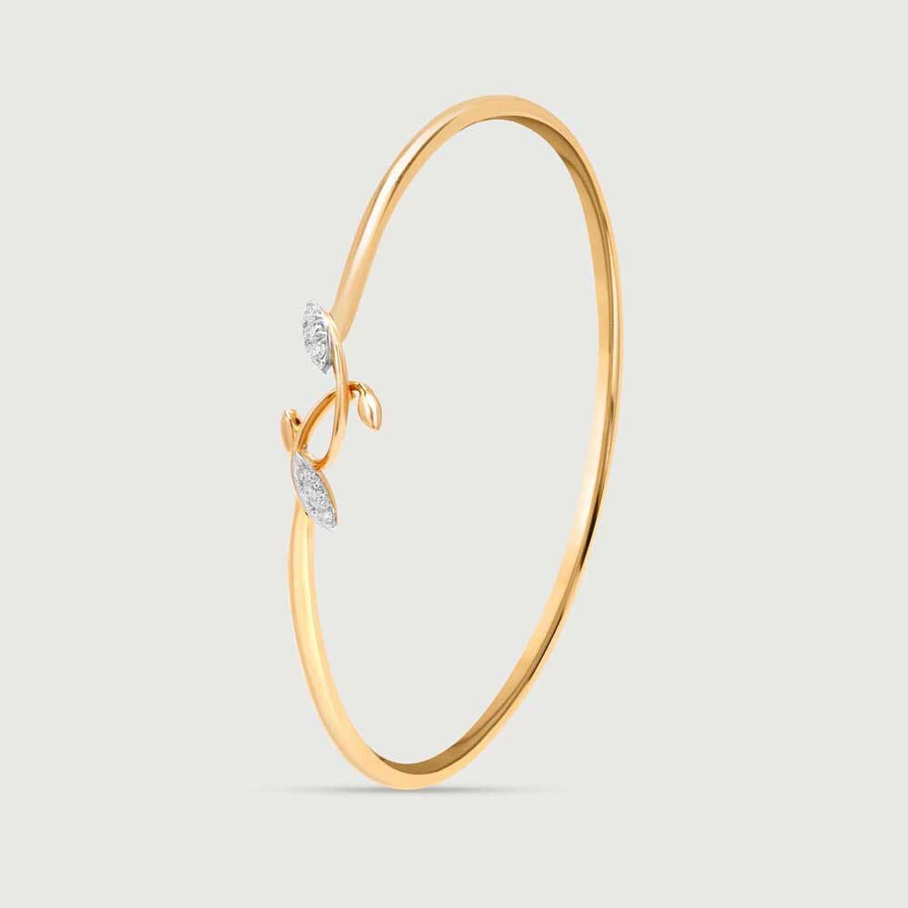 Dreamy Sprout Diamond Bangle in 14K Yellow Gold, 0.118 ct