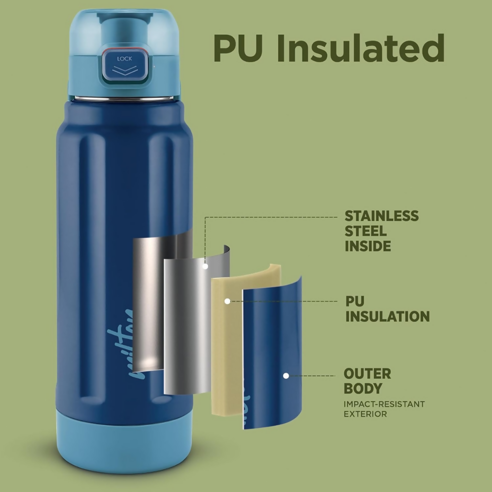 Milton Taurus 900 Steel Thermoware Inner Stainless Steel PU Insulated & Leak Proof Water - Dark Blue