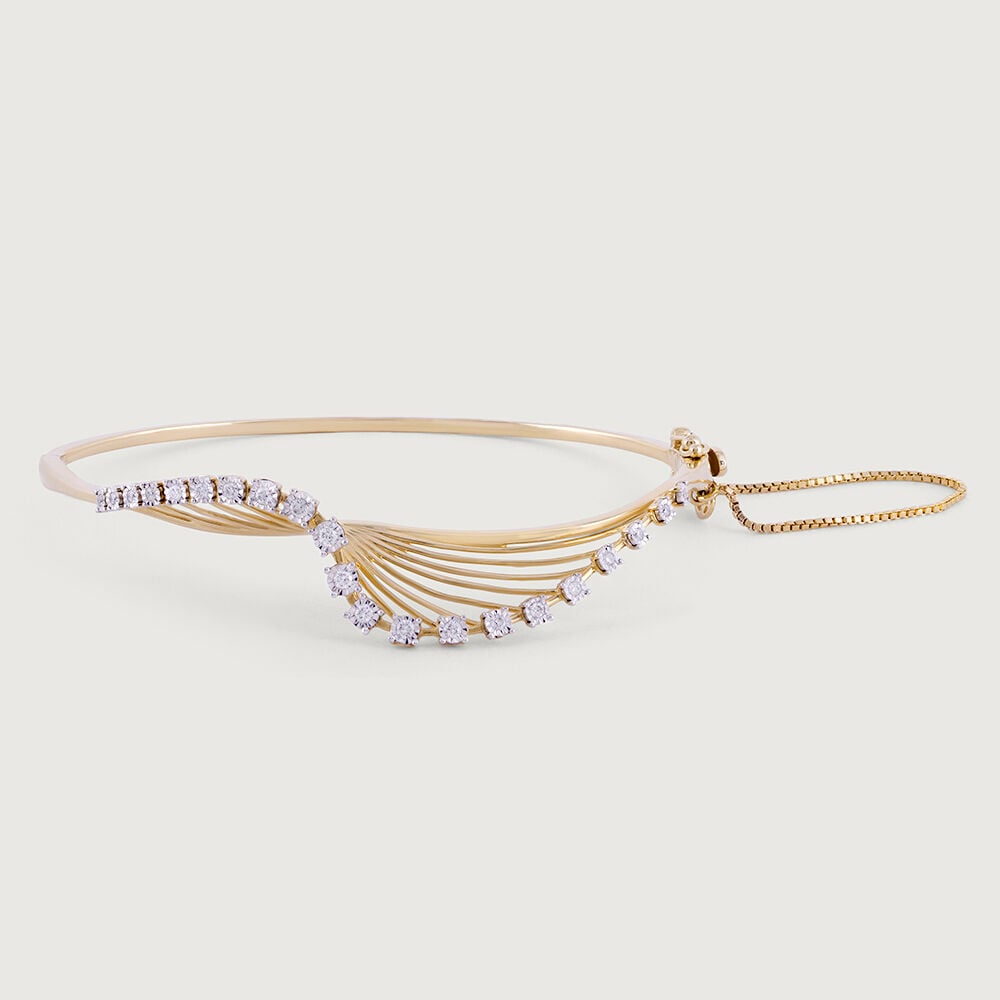 Elegant Precision Gold & Diamond Bangle in 14K Yellow Gold, 0.25 ct