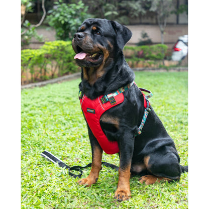 Waggety Adjustable Full Body Dog Harness - Comfortable Fit, Durable Polyester, Red