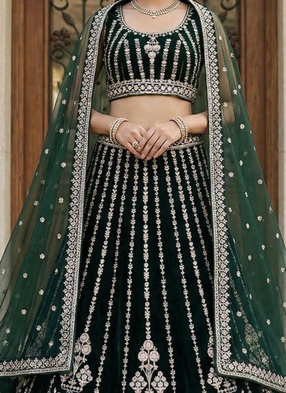 Lehenga Mart Darkgreen Georgette Designer Bollywood Style Wedding Wear Lehenga Choli