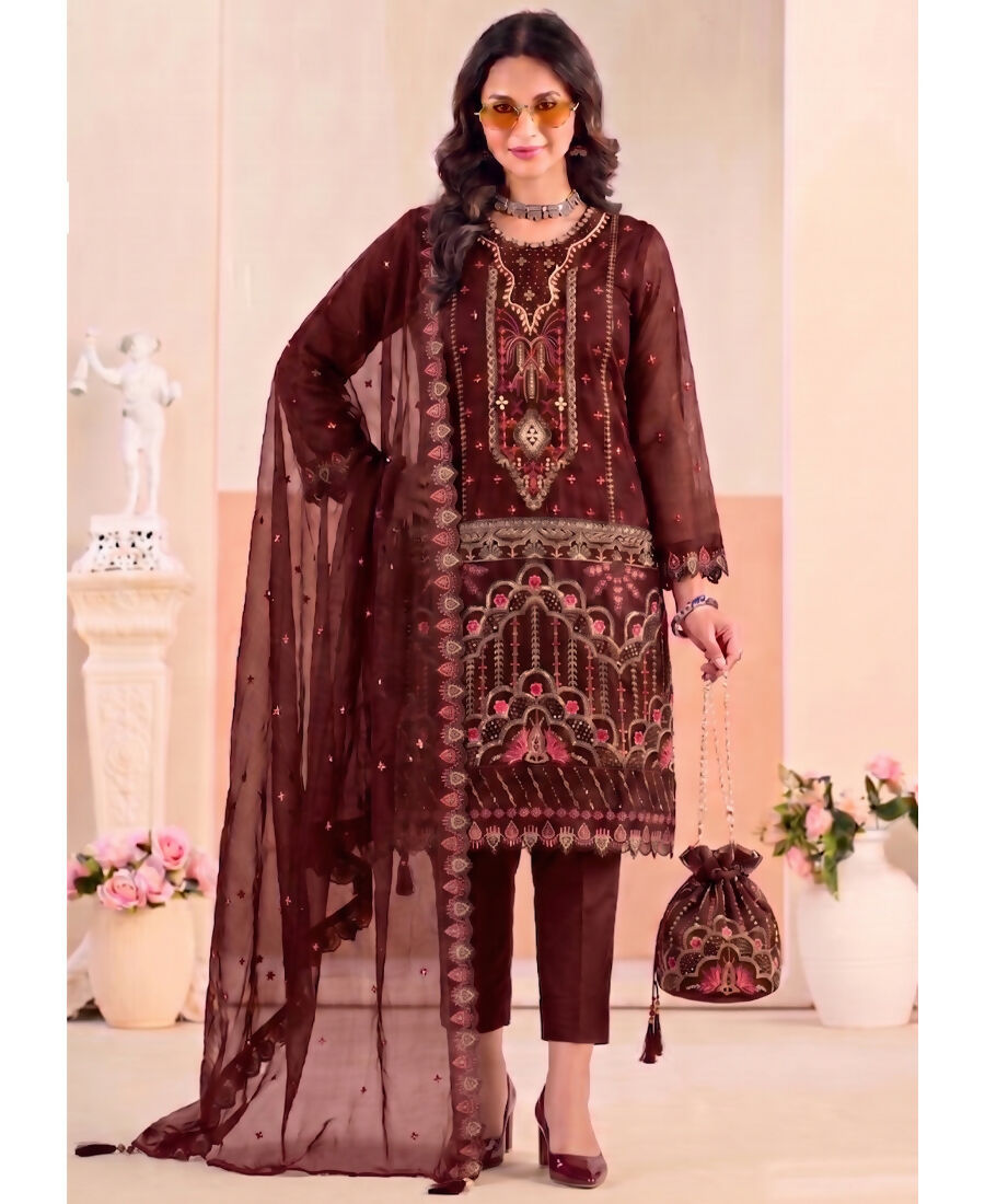 KC Red Pakistani Crunchy Silk Heavy Salwar Kameez For Women