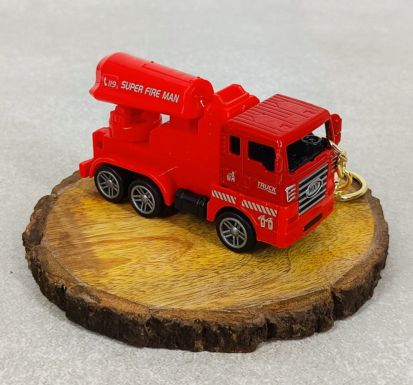 Fire Brigade Truck Keychain | Model 4 | Red Miniature Truck | With Moveble Centrifugal Pump |
