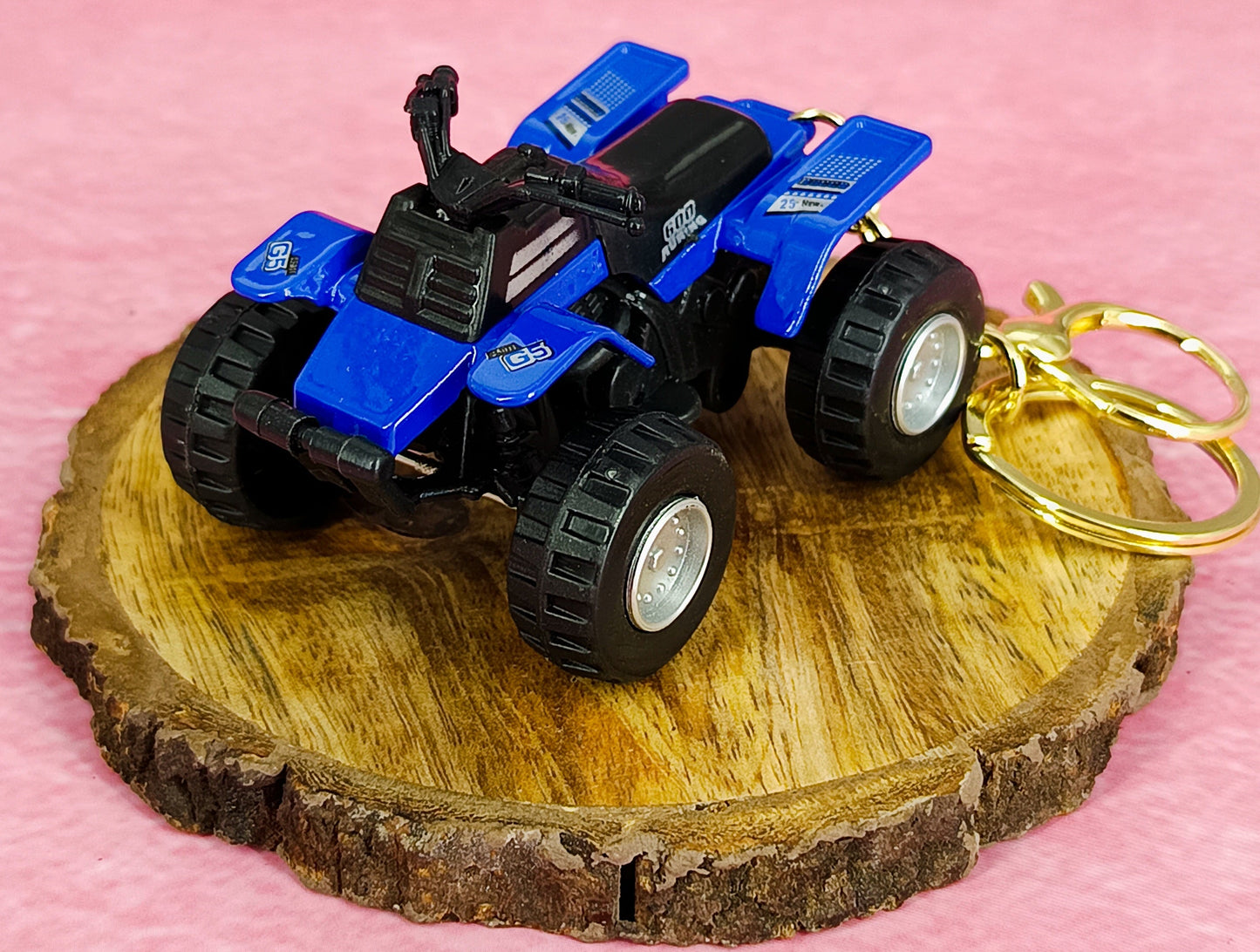 Blue Desert Quad Bike Keychain | Miniture Bike Model | With Golden Keyring |