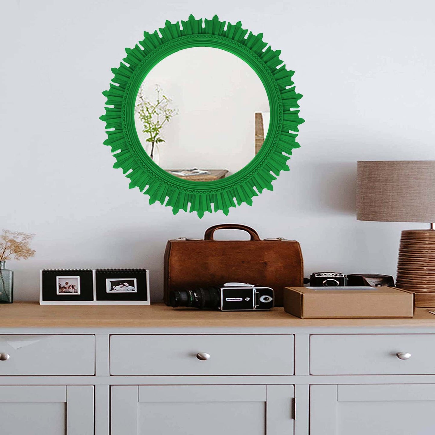 EFINITO Sunburst Wall Mirror, Decorative Framed Mirror for Bathroom, Bedroom, Living Room & Vanity (17 Inch)
