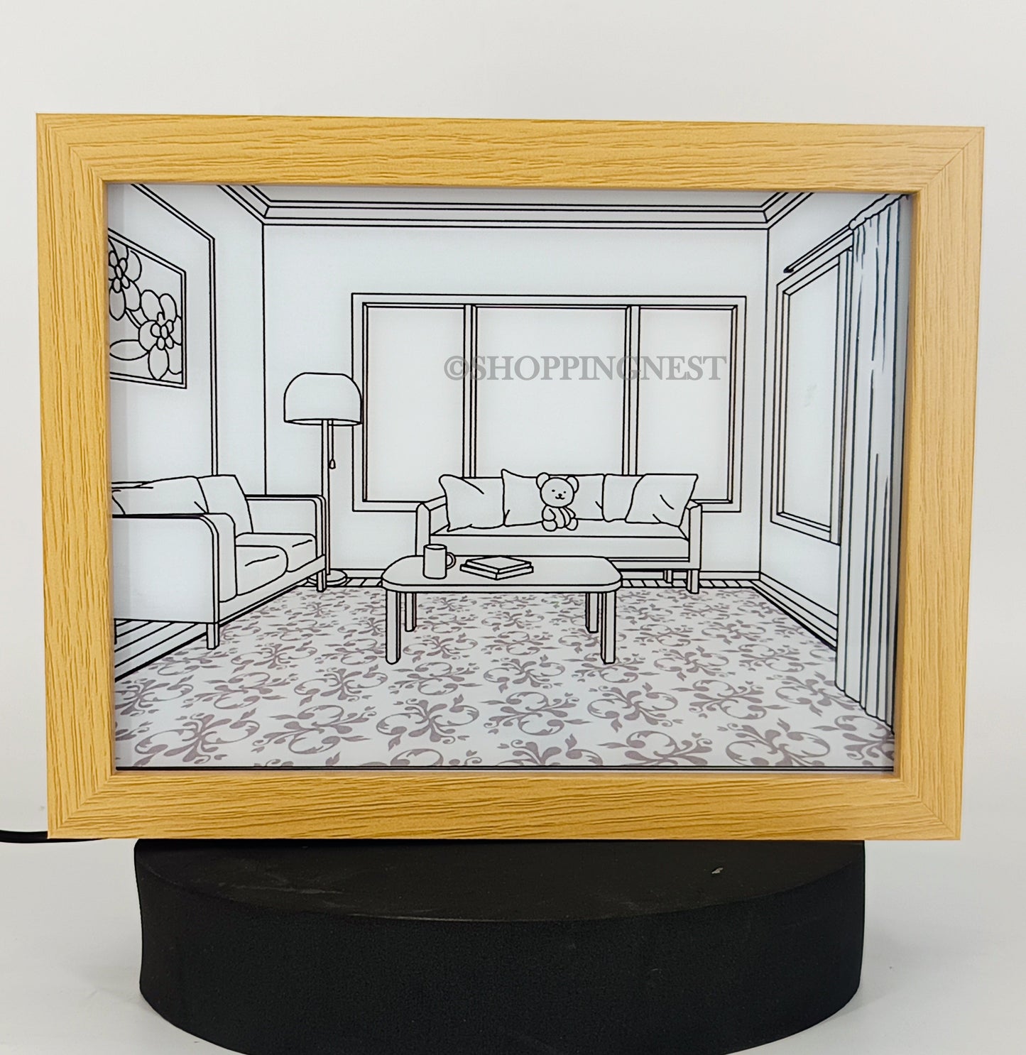 Living Room Sunlight Light Photo Frame Decoration | LED Glowing Art Frame | Light Shadow Art | 22.5 x 17.5 Cms |