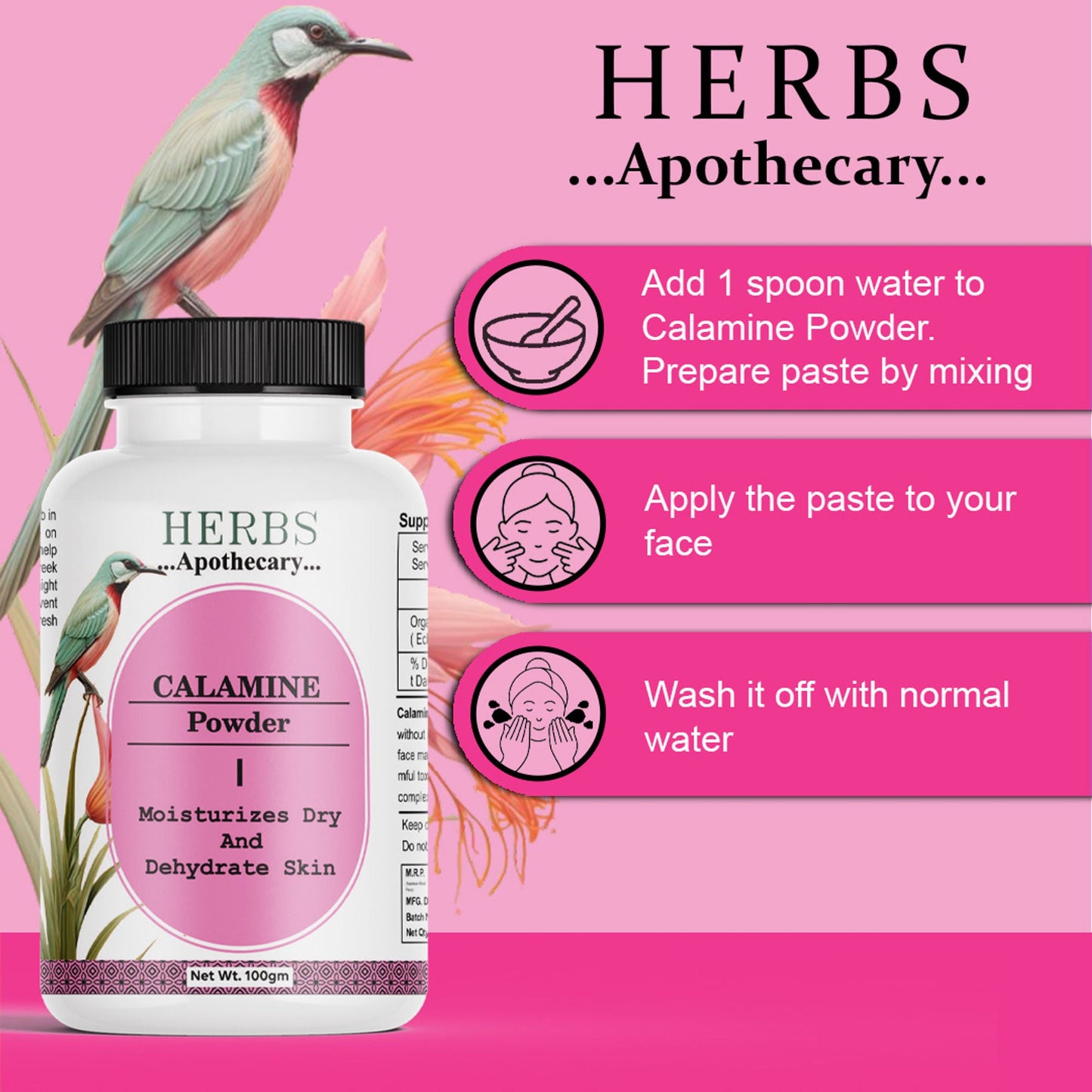 Zenvista Herbs Apothecary Calamine Powder For Moisturize Dry And Dehydrate Skin