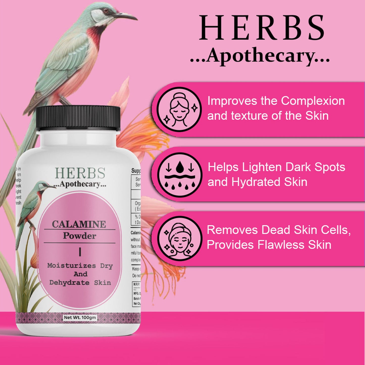 Zenvista Herbs Apothecary Calamine Powder For Moisturize Dry And Dehydrate Skin