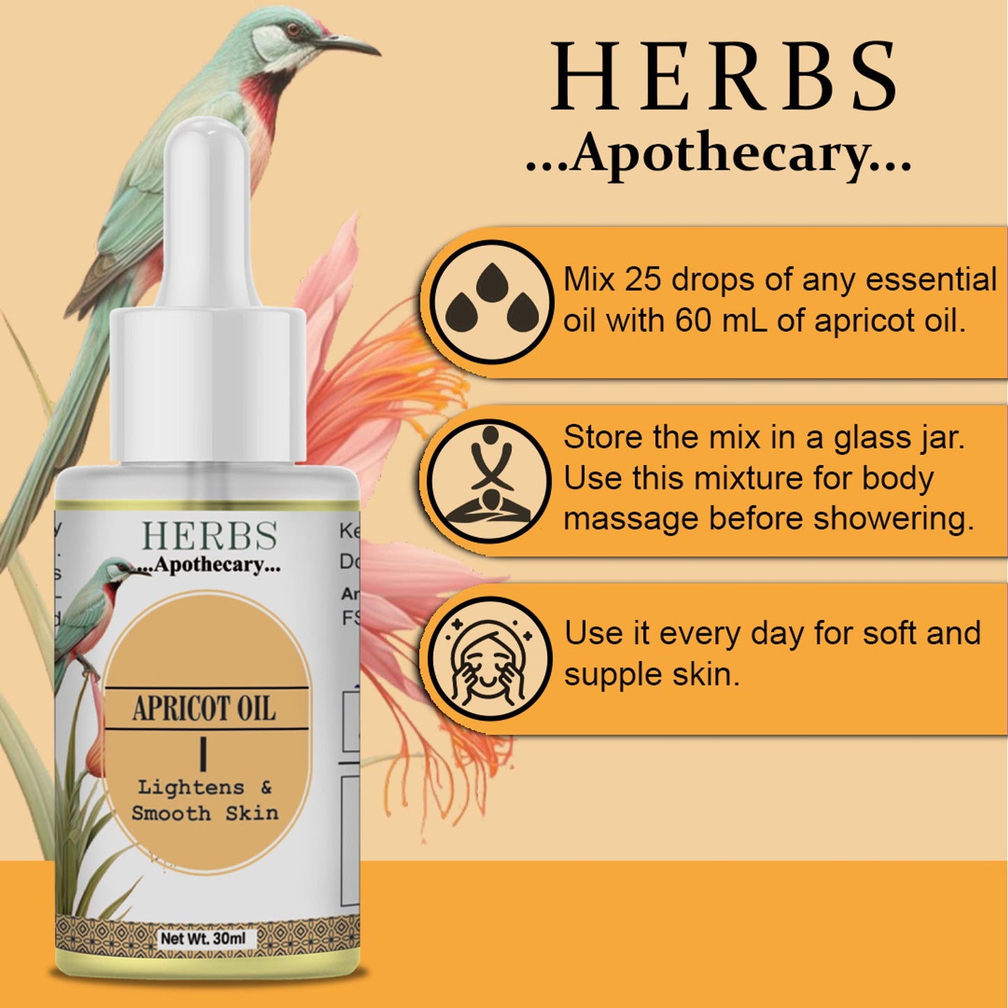 Zenvista Herbs Apothecary Apricot Oil For Skin Care And Hair Care