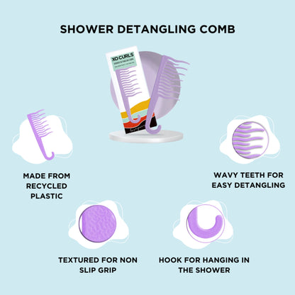 XO Curls Shower Detangling Comb - Lavender