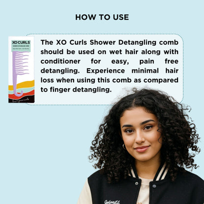 XO Curls Shower Detangling Comb - Lavender