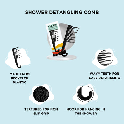 XO Curls Shower Detangling Comb - Black