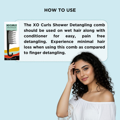 XO Curls Shower Detangling Comb - Black