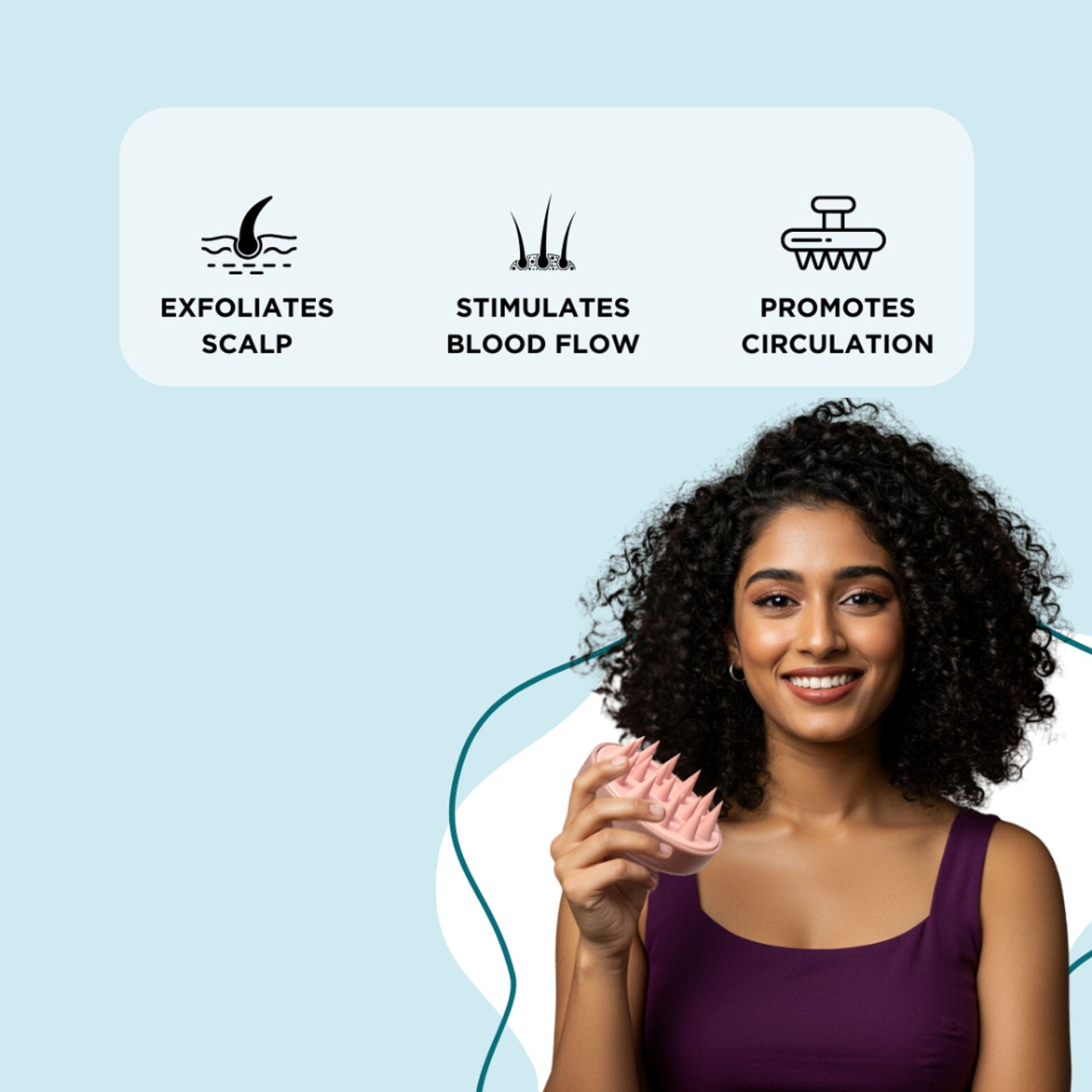 XO Curls Scalp Massaging Shampoo brush - Pink