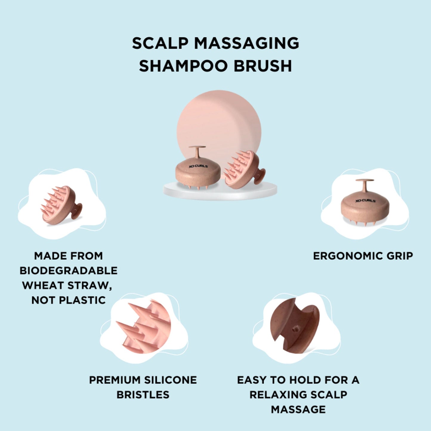 XO Curls Scalp Massaging Shampoo brush - Pink