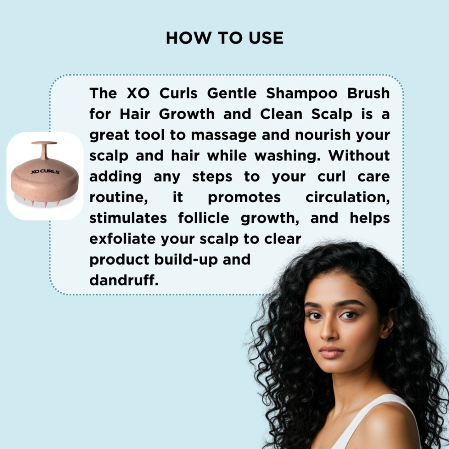 XO Curls Scalp Massaging Shampoo brush - Pink