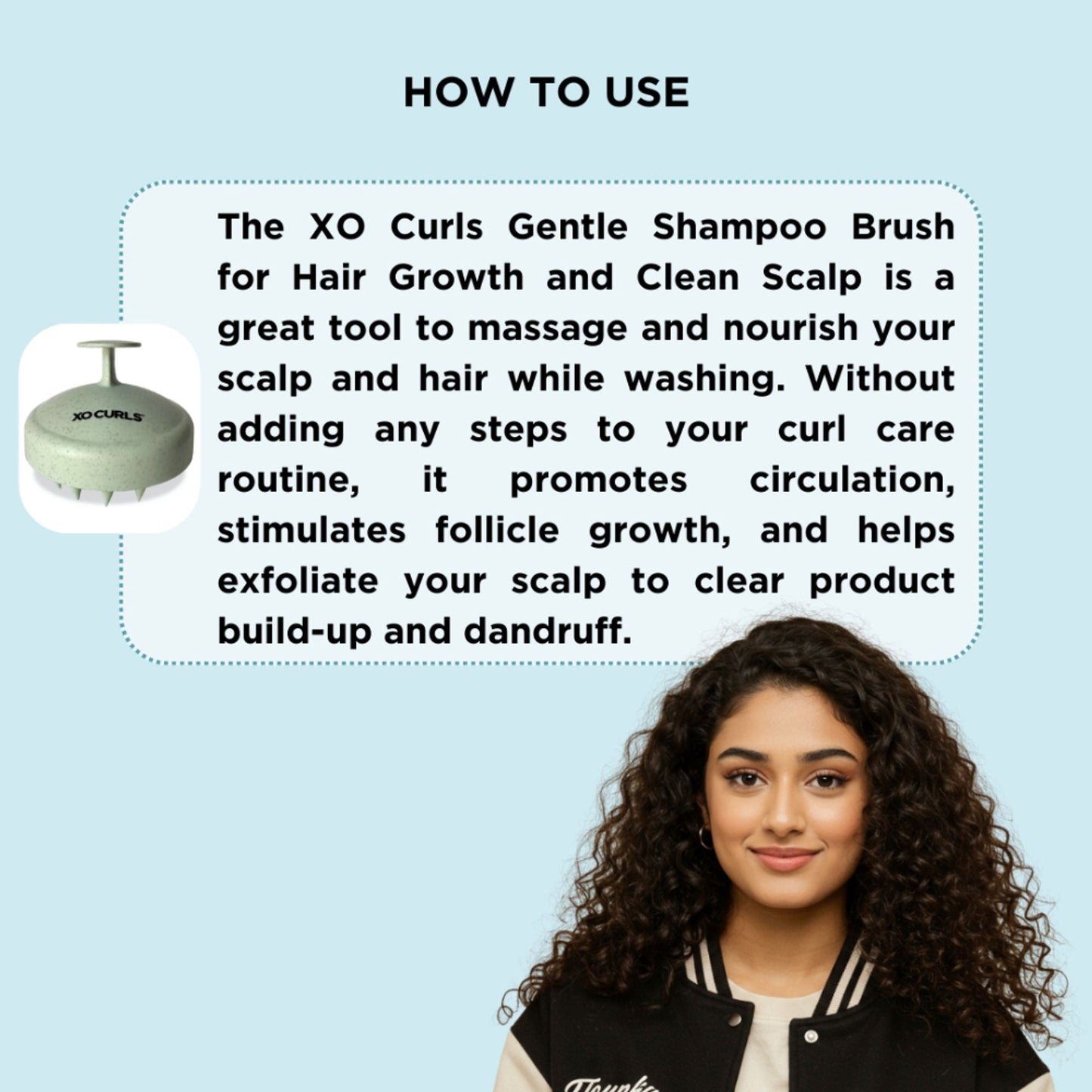 XO Curls Scalp Massaging Shampoo brush - Green