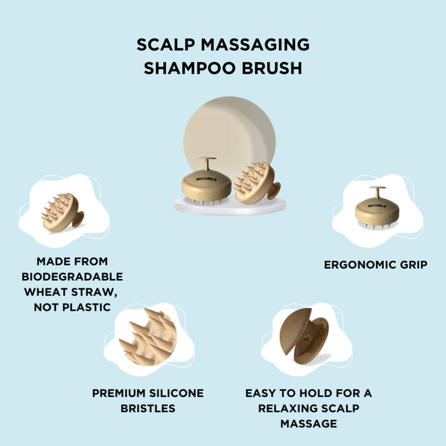 XO Curls Scalp Massaging Shampoo brush - Beige
