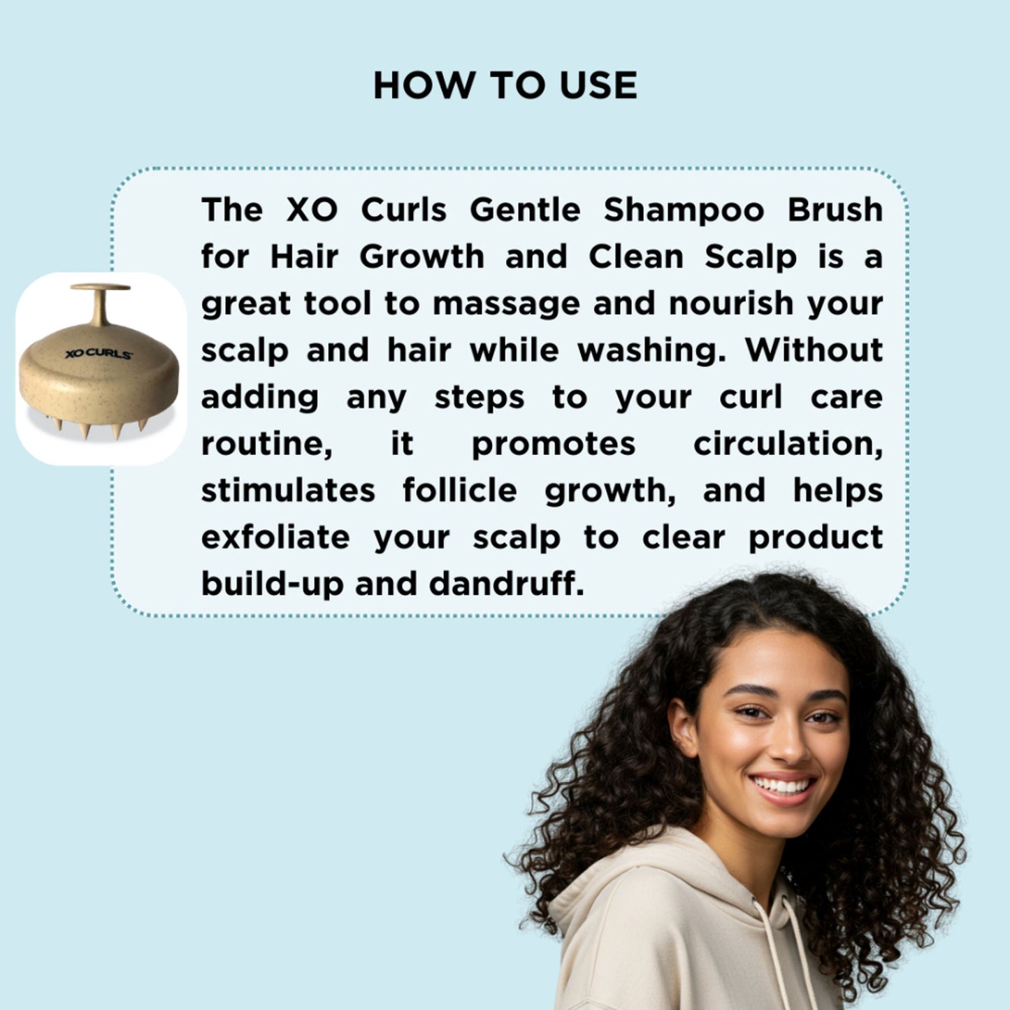 XO Curls Scalp Massaging Shampoo brush - Beige